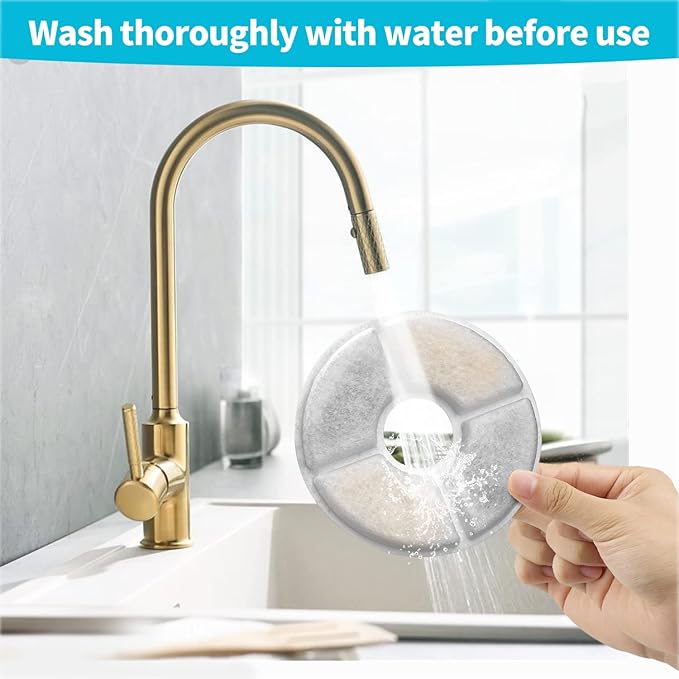 Cat Water Fountain Filter for Wonder-Creature 81 oz/2.4L Round Stainless Steel Top Cat Fountain, 8 Carbon Filters 4 Foam Filters Pack, Cat Fountain Replacement Filters