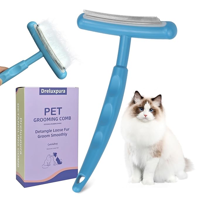 Pet Deshedding Brush for Dogs Cats, All Hair Types Grooming Tool (Blue) | Effectively reduces shedding by up to 95%,professional pet hair remover,gentle on sensitive skin,ergonomic non-slip handle