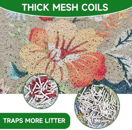 Cat Litter Mat,35"x23" Large Cute Litter Box Mat,Traps 100% Litter