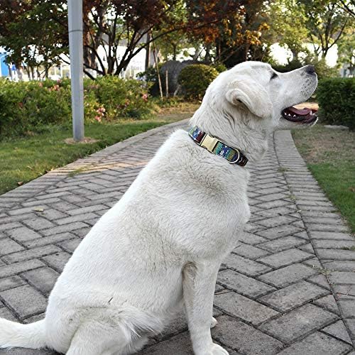 Customized Nylon Dog Collar, Personalized Dog Collar Engraved with Name and Phone Number,Adjustable ID Dog Collar with Quick-Release Buckle-(Speckle-Blue,S)
