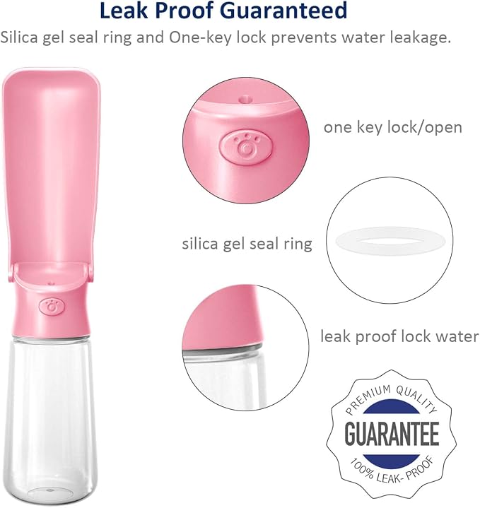 WePet Foldable Portable Dog Water Bottle Puppy Water Dispenser with Drinking Feeder, 19 OZ, High-Temperature Resistant Leak Proof for Pets Outdoor Walking, Hiking, Travel, Food Grade Plastic BPA Free