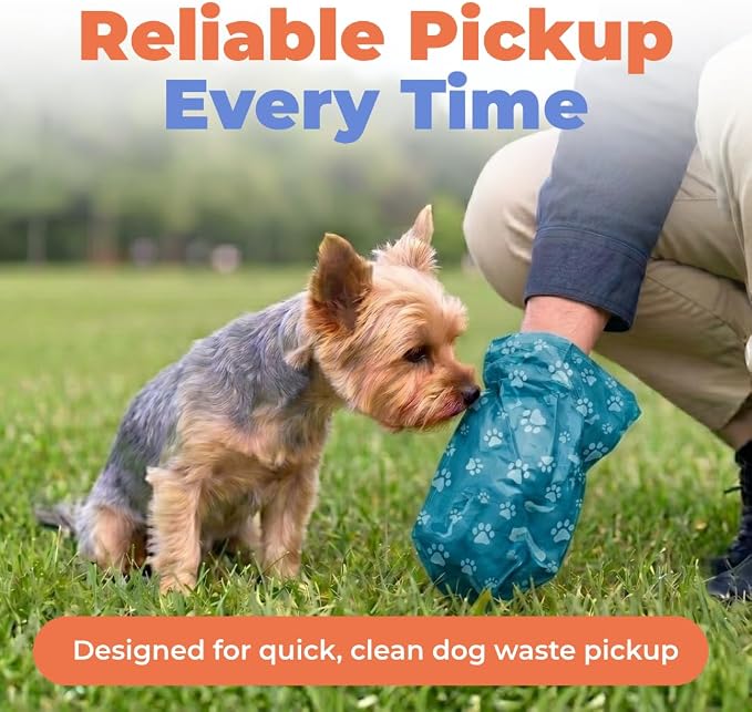 Best Pet Supplies Dog Poop Bags (360 Bags) for Waste Refuse Cleanup, Doggy Roll Replacements for Outdoor Puppy Walking and Travel, Leak Proof and Tear Resistant, Thick Plastic - Turquoise