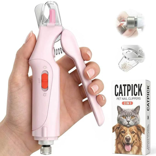 CATPICK 2-in-1 Cat Nail Clippers & Dog Nail Clippers Trimmers for Large Medium Small Dogs Cats Claw Trimmer Quick Sensor and Safety Guard USB Rechargeable with 2 LED Lights Dogs Nail Trimmer