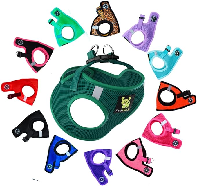 EcoBark Extra Small Dog Harness - Luxury Soft Harness for Puppies & XS Dogs - Mini Step in Vest Body Halter Under 6 lbs (Forest Green, XS)