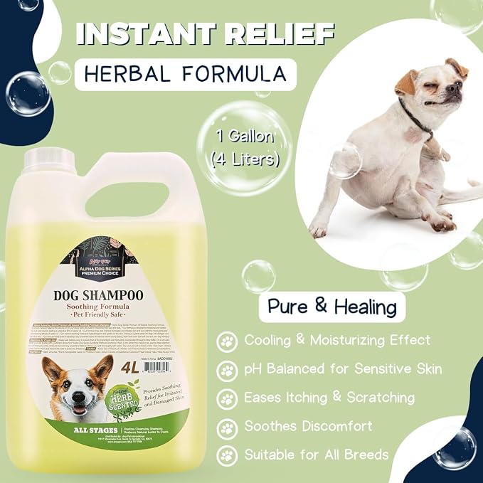 Grooming Natural Herbal Dog Shampoo, pH Balanced Shampoo for Dogs, Moisturizing Soothing Dog Shampoo for Sensitive Skin - 1 Gallon