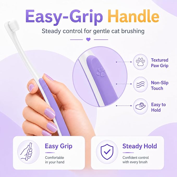 Cat Toothbrush for Cats & Kittens, Soft Bristles, Compact Head | Gentle Care for Small Mouths. Easy Daily Brushing. Gum Comfort. Calmer Bonding. Everyday Oral Routine
