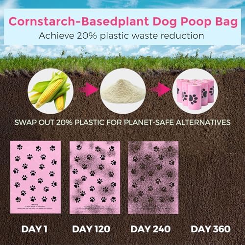 Dyforce 600 Count Dog Poop Bags Rolls with Dispenser Pink