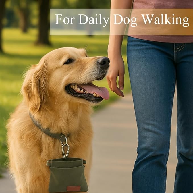 2Pcs Hands Free Dog Treat Pouches for Training, Walking and Outdoor Use | Dog Treat Bag with Carabiner, Hands Free, Auto Closing Pet Treat Pouch for Training,Walking, Hiking