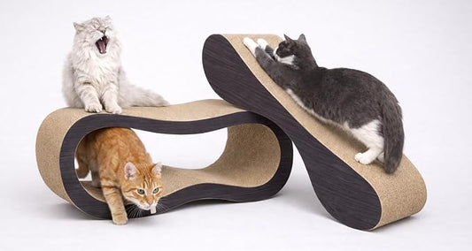 2 in 1 Large Cardboard Cat Scratcher Lounger，Cat Scratching Board for Indoor Cats,100% Recyclable&Reversible Horizontal Scratching Pads Prevents Furniture Damage,Brown