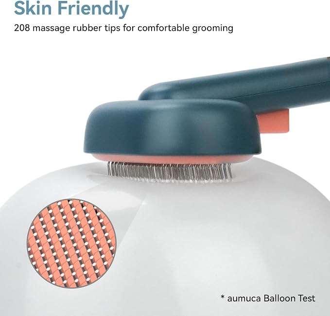 Aumuca Skin Friendly Self-Cleaning Slicker Brush for Dogs & Cats, Gentle Pet Grooming Tool for Shedding & Deshedding, Efficient Hair Remover for Long & Short Haired Pets | Self Cleaning Pet Brush for Long or Semi-Short Haired Cats, Removing Loose Fur &...