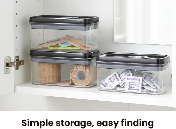 Felli Flip Tite Food Storage Container with Lid 4” RECTANGLE Airtight Ring Flip Lock Top, Stackable Acrylic Canister Set for Kitchen Fridge Pantry Organizer,(1.1 qt)