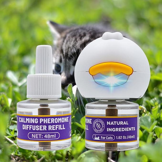 Cat Pheromones Calming Diffuser, 90-Day Cat Calming Diffuser - 1 Diffuser & 3 Refills Top Advantageous Kit Cat Calming Diffuser – Helps Reduce Scratching,Peeing,Hiding Urine,Marking Aggression