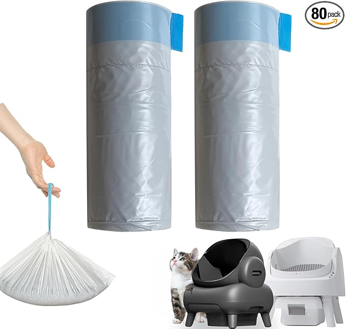 Litter Bags Compatible with pet pivot litter box and NeakasaM1 Open-Top Self-Cleaning Cat Litter Box, 2 Rolls Cat Litter Waste Receptacles Bags (40 Count)