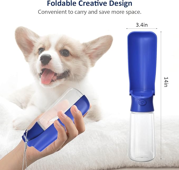 WePet Foldable Portable Dog Water Bottle Puppy Water Dispenser with Drinking Feeder, 19 OZ, High-Temperature Resistant Leak Proof for Pets Outdoor Walking, Hiking, Travel, Food Grade Plastic BPA Free