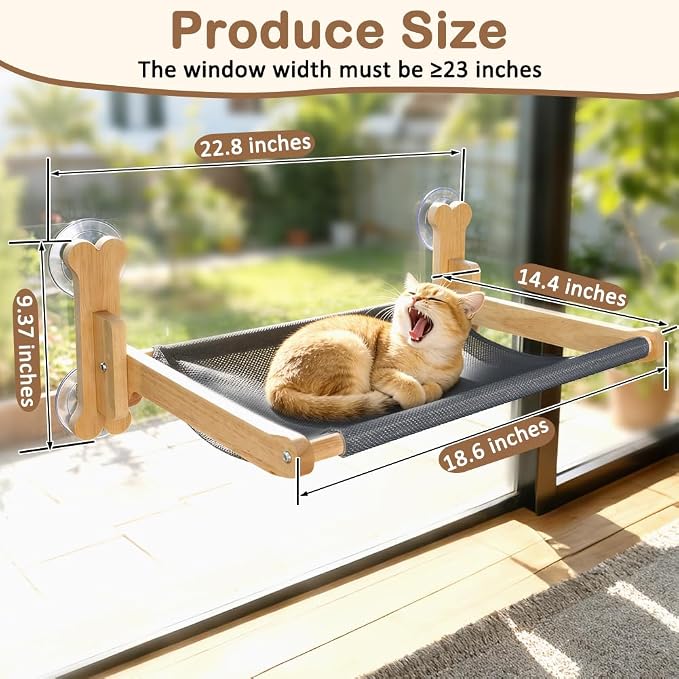 SZEE Cat Window Perch, Cooling Window Cat Bed with Cooling Mat, Foldable Pet Perch Hammock with Sturdy Wooden Frame & Large Suction Cup, with Soft Flannel Plush Backing for All-Season Use