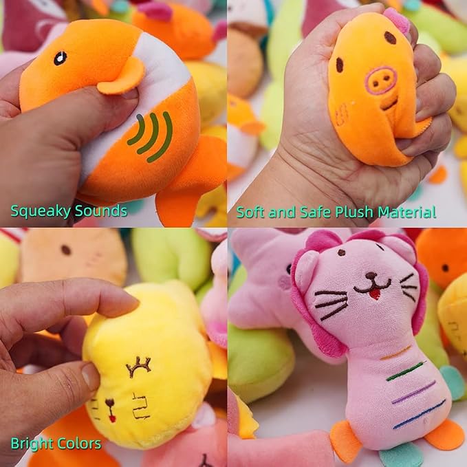 27 Pack Puppy Squeaky Toy, Different Designs Squeakers Pet Toys, Cute Bulk Plush Dog Toys for Small Dogs