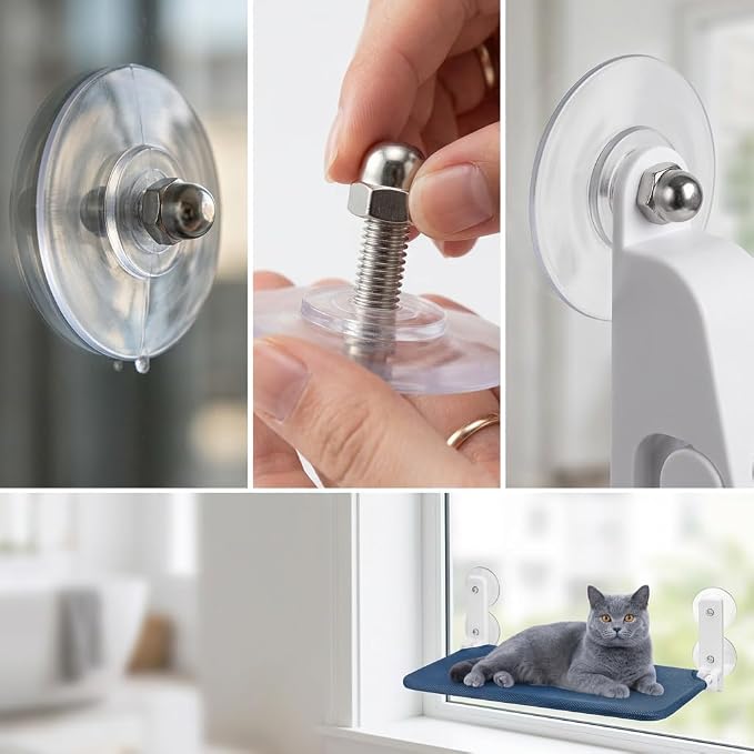 6Pcs Cat Window Suction Cup Set, Space-Saving Window-Mounted Cat Resting Spot