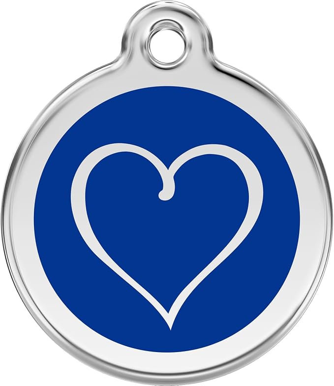 Red Dingo Personalized Tribal Heart Pet ID Dog Tag (Medium Dark Blue)