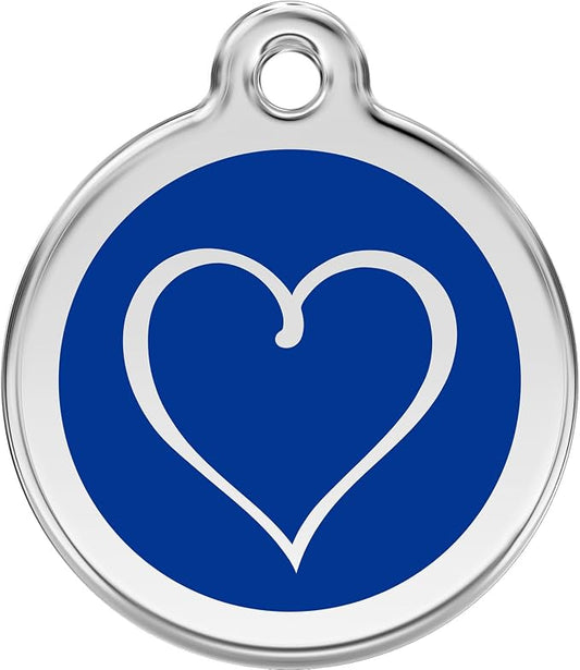 Red Dingo Personalized Tribal Heart Pet ID Dog Tag (Small Dark Blue)