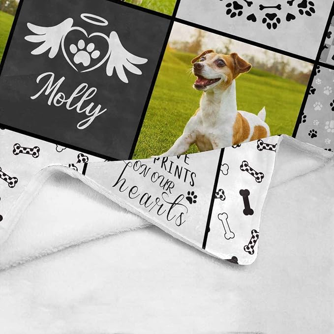 Artsadd Personalized Blanket with Picture in Memory of Dog Custom Photo Blanket Memorial Pet Loss Sympathy Gift