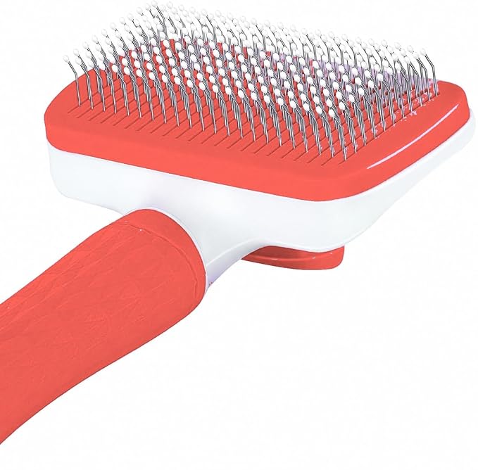 Self-Cleaning Slicker Brush, Dog Cat Bunny Pet Grooming Shedding Brush, Easy to Remove Loose Undercoat, Pet Massaging Tool Suitable for Pets with Long or Short Hair (Red)