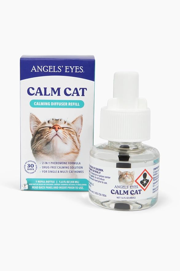 ANGELS' EYES Advanced Pheromone Calming Diffuser Refill for Cats, 30-Day Refill | Plug-in Diffuser Refill, Reduces Hiding & Scratching, Reduces Stress & Spraying, Multi-Cat Homes, Refill Only