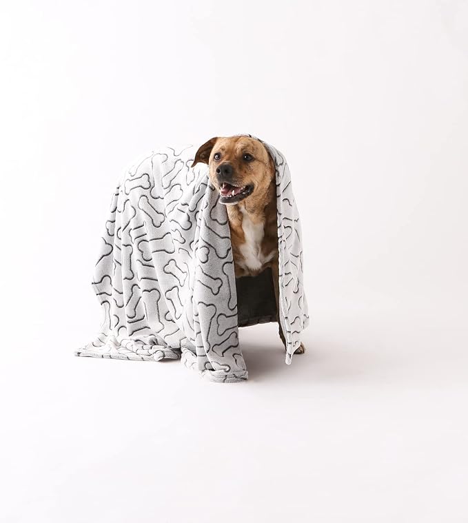 Bone Dry Embossed Bone Collection, Pet Blanket, 36x48, Black