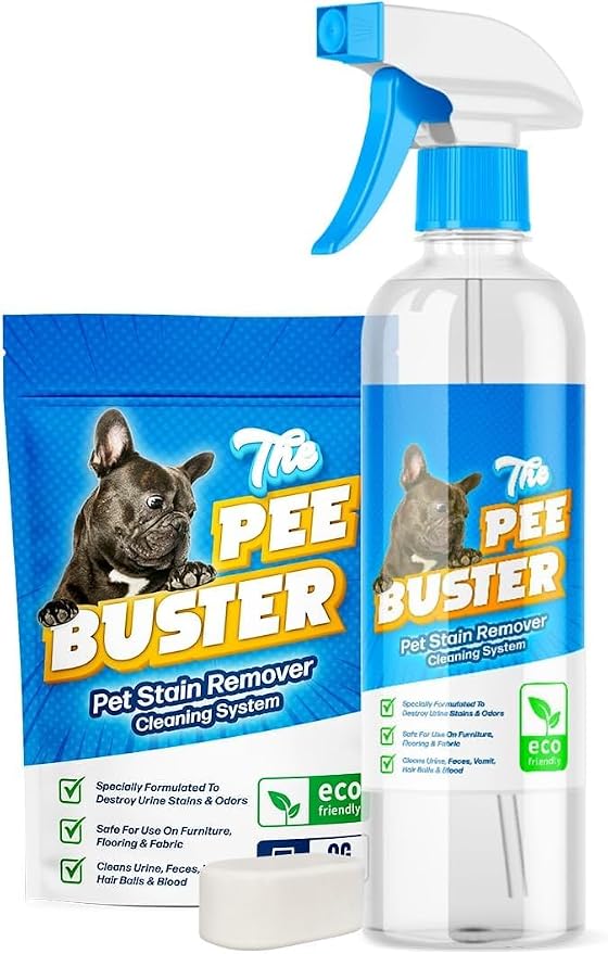 Pet Stain Remover – Refillable Cleaning Bottle with 5 Dissolvable Tablets – Multi-Surface Cleaner for Dog & Cat Urine on Carpet, Tile, Hardwood & Fabric