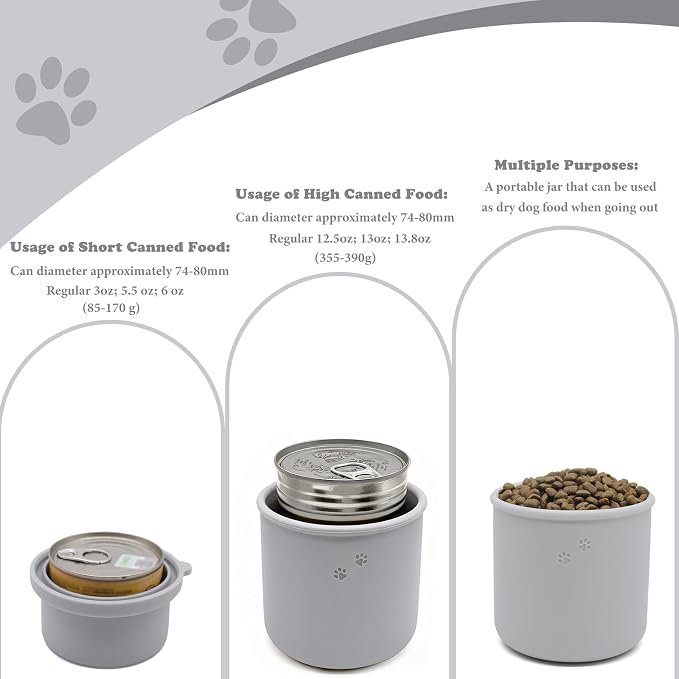 Original Canned Dog Food Storage Container | Silicone Can Cover Pet Food Sealer | BPA Free, Airtight, Dishwasher & Freezer Safe (Grey)