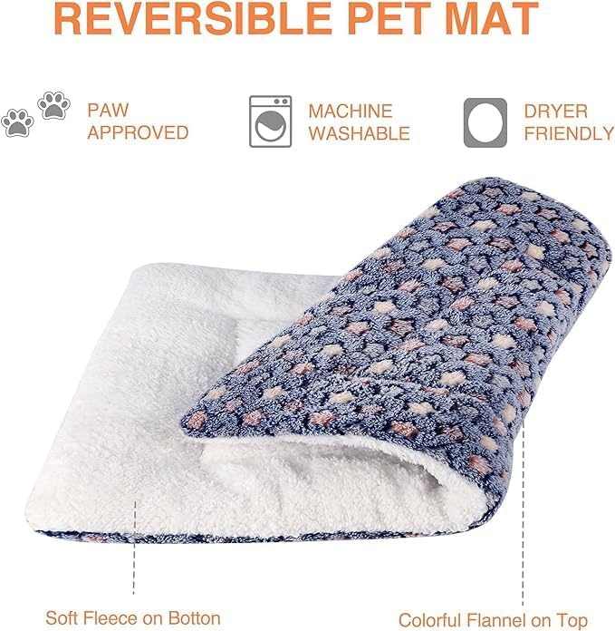 Mora Pets Dog Bed Crate Pad Ultra Soft Pet Bed with Cute Star Print Washable Reversible for Large Medium Small Dogs 23 x 18 inch 2 Pack Pink and Dark Blue