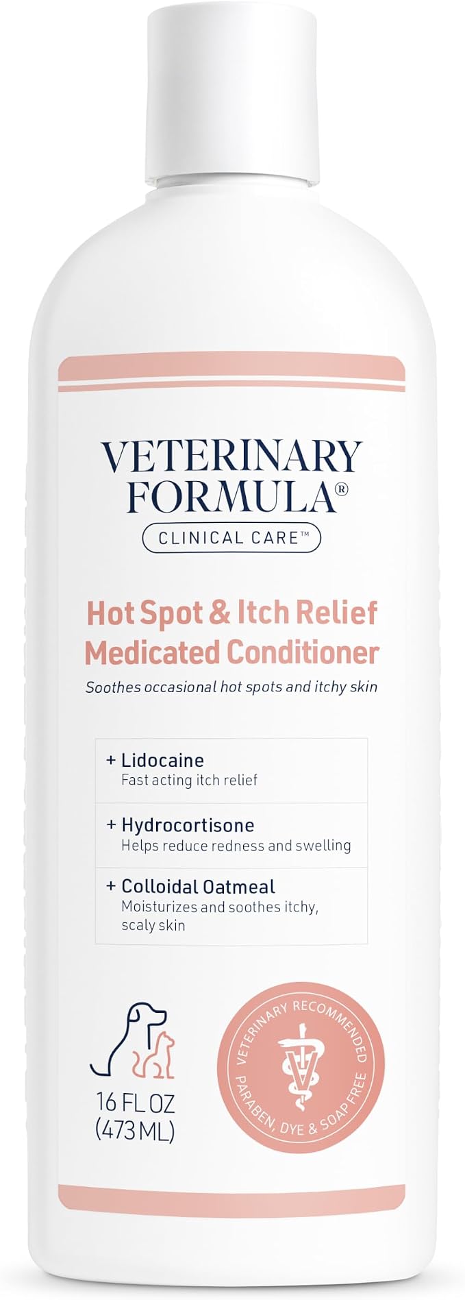 Veterinary Formula Clinical Care Hot Spot & Itch Relief Conditioner, 16 oz | Medicated oatmeal formula conditions the skin and helps alleviate itching in dogs and cats