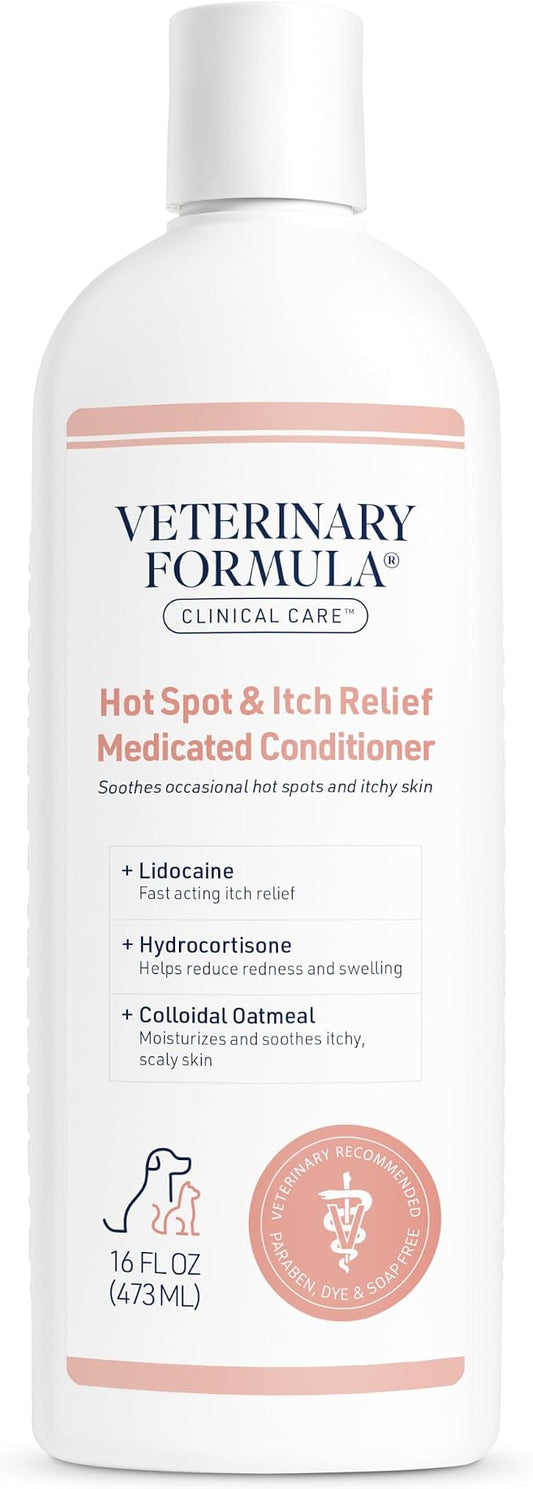 Veterinary Formula Clinical Care Hot Spot & Itch Relief Conditioner, 16 oz | Medicated oatmeal formula conditions the skin and helps alleviate itching in dogs and cats