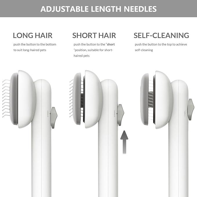 Self Cleaning Shedding Brush Grooming Tool for Long and Short Haired Dogs Cats Deshedding Hair Removal (White)