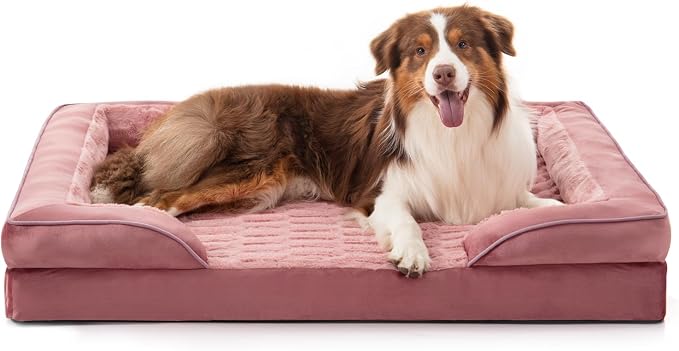 FURTIME Orthopedic Dog Bed for Medium Size Dog, Waterproof Dog Beds, 35x25x6.5 Supportive Foam Pet Couch Bed with Removable Washable Cover and Nonskid Bottom