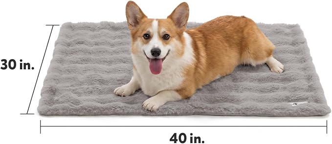 Paw Inspired Waterproof Dog Blanket, Soft Faux Fur Throw with Fur-Resistant Fleece, Washable Pet Blanket, Waterproof Protection for Couch, Bed, Furniture, Crate, Car (40x30, Gray)