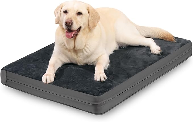 Waterproof XXL Dog Beds Large Sized Dogs, Outdoor Washable Crate Pad 48 inch, Jumbo XXLarge Orthopedic Foam Pet Bed with Removable Cover Reversible, Anti-Slip Kennel Pad, 47"x29", Dark Gray