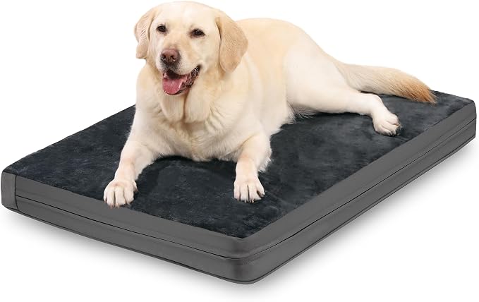 Waterproof XL Dog Beds Large Sized Dog, Outdoor Orthopedic Washable Crate Pad 42 inch, Extra Large Foam Pet Bed with Removable Cover Reversible, XLarge Anti-Slip Kennel Pad, 41"x27", Dark Gray