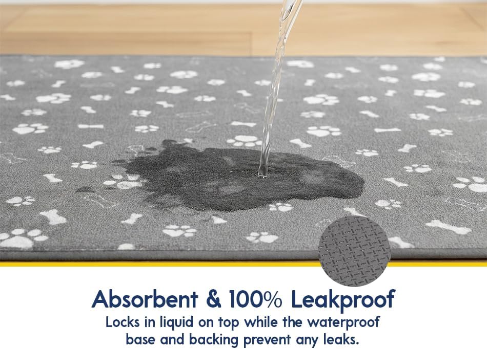 Muddy Mat® Washable Pee Pads for Dogs, Super Absorbent Reusable Puppy Pads–100% Waterproof Pee & Potty Training Pads for Pets, Non-Slip Dog Pads for Crates, Playpens and Floors - 2 Pack, Grey 24"x36"