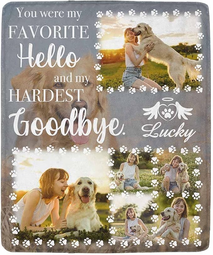Artsadd Customized Pet Memorial Blanket - Personalized Dog Cat Pet Blanket Throws - 60"x80" - Multicolor - Fleece - Single Layered - Letter Print - Adult Size