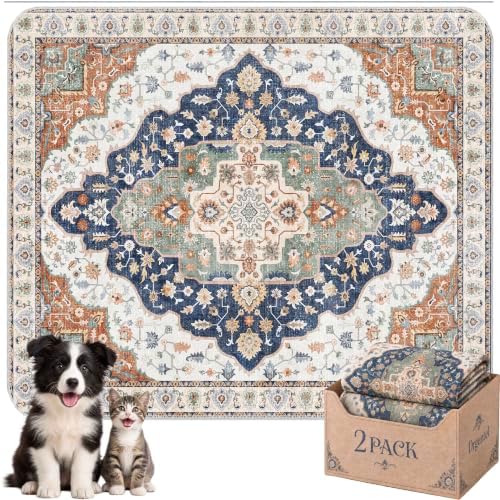 Washable Pee Pads for Dogs,Super Absorbent Reusable Puppy Potty Training Pads,Waterproof,Leak-Proof & Non-Slip Potty Pads for Floor,Whelping,Crates,Bed(Indigo Earth, 31"x36")