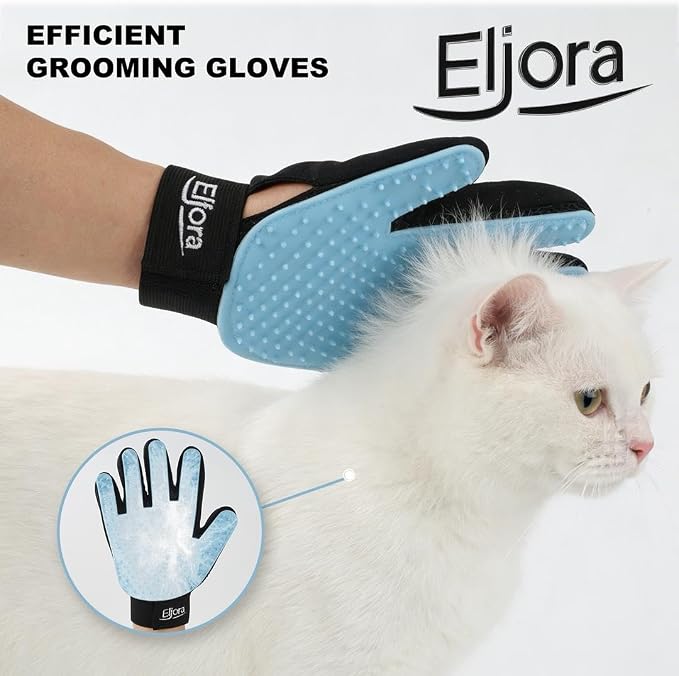 Pet Grooming Gloves (Pair – Left & Right) – 260 Silicone Tips, Dog & Cat Hair Remover, Deshedding & Massage Glove for Long & Short Hair Pets