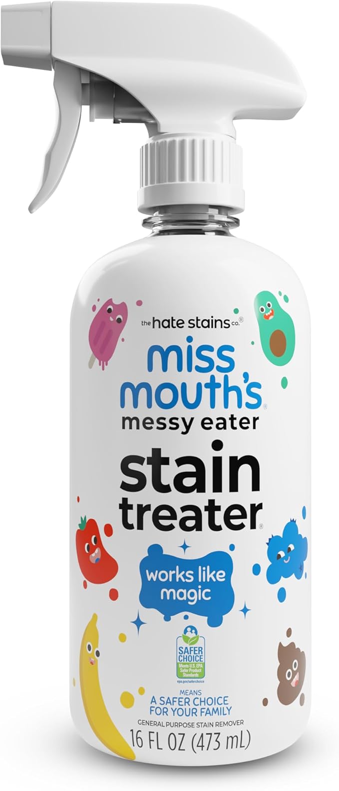 Miss Mouth's Messy Eater Stain Treater Spray, Laundry Stain Remover, 16 Oz | Newborn & Baby Essentials; Cleans Off Food, Grease, Coffee; Use on Laundry, Underwear, Fabric