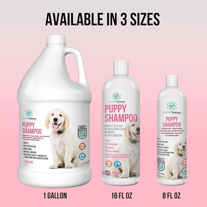 1 Gallon Tearless Puppy Shampoo and Conditioner - Dog Shampoo Itchy Skin Relief - Coconut Oil Oatmeal Shampoo for Dogs - Hypoallergenic Dog Shampoo Sensitive Skin, Made in the USA.