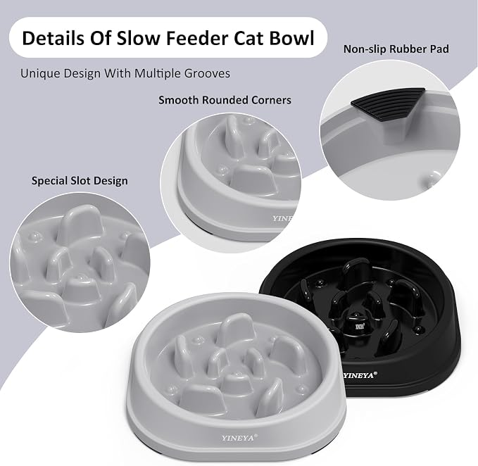 YINEYA 2PCS Anti-Choking Slow Feeder Dog Bowls Small Size Dog, Slow Feeder Cat Bowl, Supplies and Puzzle for Pet