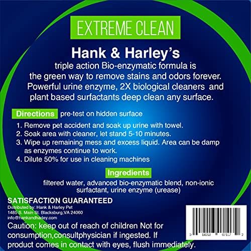 EXTREME ENZYME Stain & Odor Eliminator with Urine Remover. Triple action 2X bio-enzymatic cleaners and plant based surfactants cleans dog and cat waste and pee forever. FRAGRANCE FREE, safe for pets