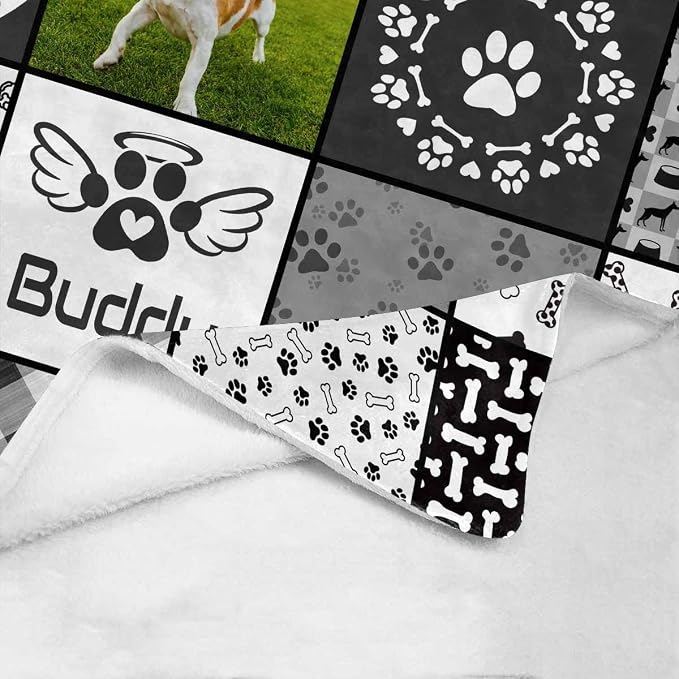 Artsadd Personalized Blanket with Picture in Memory of Dog Custom Photo Blanket Memorial Pet Loss Sympathy Gift