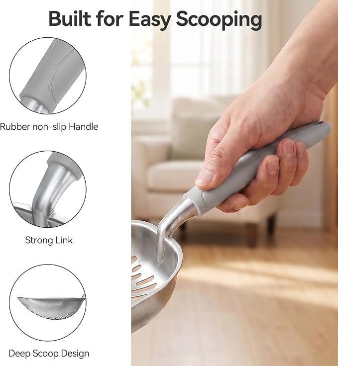 Cat Litter Scoop, Kitty Metal Scooper, Heavy Duty Aluminum Deep Sifter with Long Handle, Rustproof Durable Kitten Poop Shovel for Travel & Small Litter Box