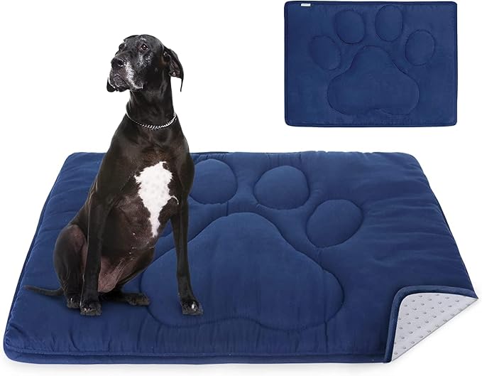 Dog Crate Pad(30"x 48"), Washable Crate Mat with Anti-Slip Bottom | Breathable Crate Bed Kennel Pad for Sleeping ,Dark Colored to Hide Stains Washable Dog Bed Crate Mat, Navy