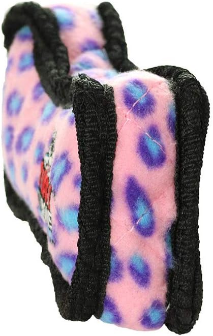 TUFFY - World's Tuffest Soft Dog Toy - Junior Bone -Squeakers -Multiple Layers. Made Durable, Strong & Tough.Interactive Play(Tug, Toss & Fetch). Machine Washable & Floats (Pink Leopard, Bone2 2 Pack)