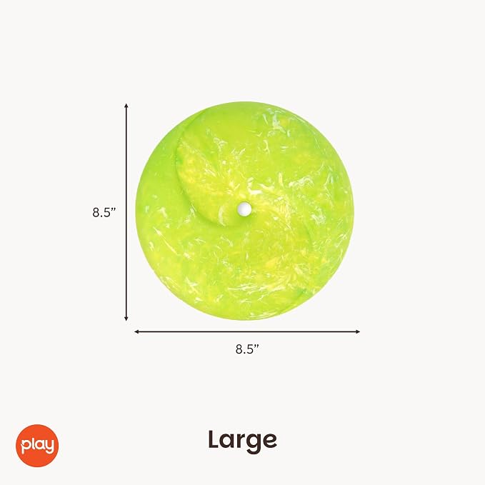 P.L.A.Y. Cute Outdoor Dog Toys - ZoomieRex InfiniDisc Rubber Frisbee, Great for Puppies & Small, Medium, Large Dogs - Dishwasher Safe, Lightweight, Floats in Water, Beach Friendly (Green, Large)